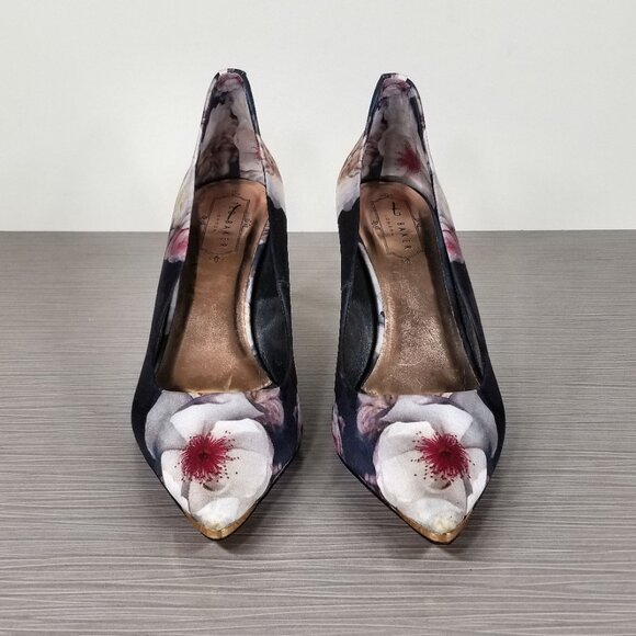 Ted Baker Kawaap Pointed Toe Pumps, Floral Print Satin, Womens Size 9 M / 39 - Picture 2 of 12